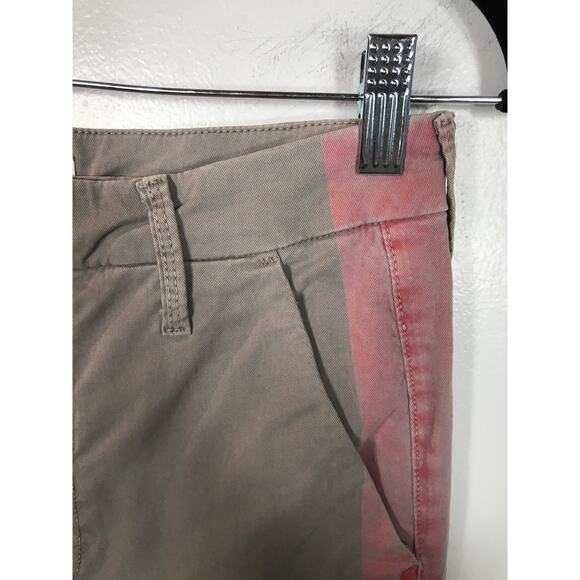 Mother Denim Womens 25 The Shaker Prep Fray Killing Time Tan Pink Racing Stripe - Picture 3 of 13